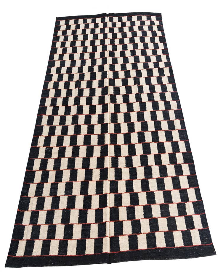 Detail image of  4' 10 x 6' 4  Hand Woven Kilim Modern Wool Rug