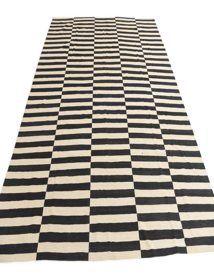 Detail image of  10' 6 x 12' 10  Hand Woven Kilim Modern Wool Rug