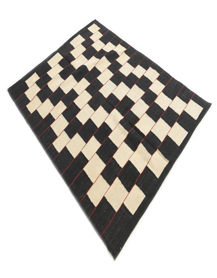 Detail image of  4' 5 x 5' 9  Hand Woven Kilim Modern Wool Rug