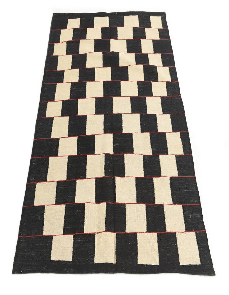 Detail image of  4' 5 x 5' 9  Hand Woven Kilim Modern Wool Rug