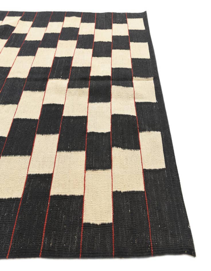 Detail image of  4' 5 x 5' 9  Hand Woven Kilim Modern Wool Rug