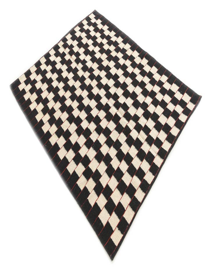 Detail image of  4' 7 x 5' 8  Hand Woven Kilim Modern Wool Rug