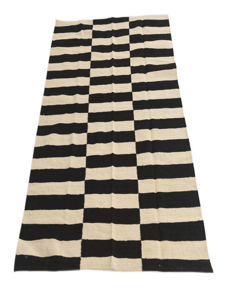 Detail image of  3' 7 x 4' 8  Hand Woven Kilim Modern Wool Rug