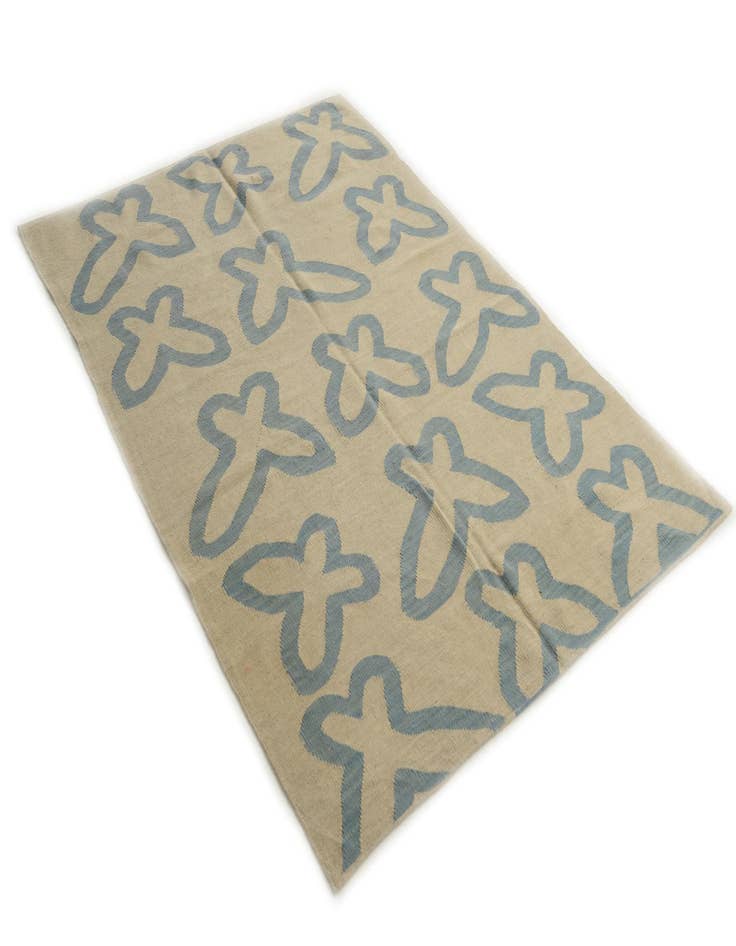 Detail image of  4' 10 x 6' 8  Hand Woven Kilim Modern Wool Rug