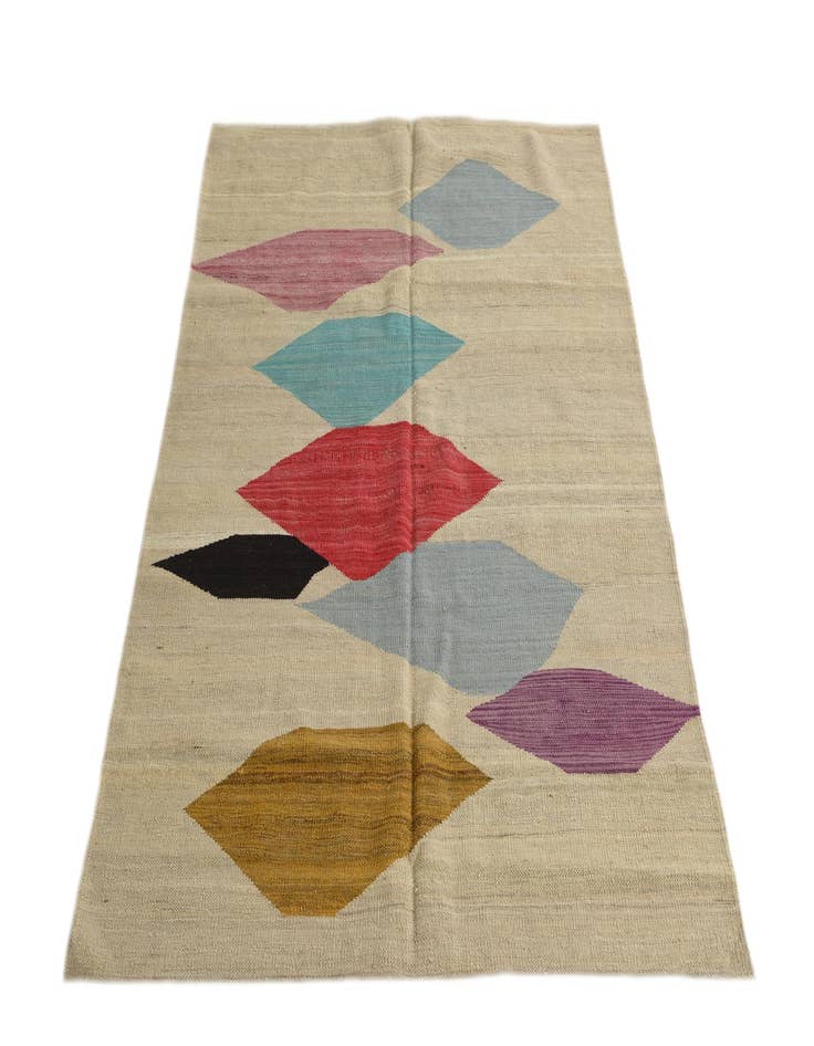Detail image of  4' 2 x 5' 9  Hand Woven Kilim Modern Wool Rug
