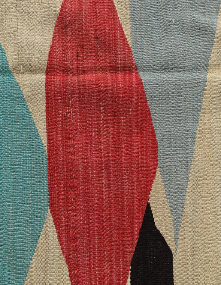 Detail image of  4' 2 x 5' 9  Hand Woven Kilim Modern Wool Rug