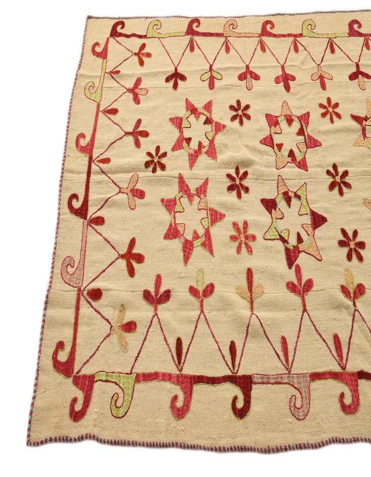 Detail image of  4' 9 x 7'  Hand Woven Kilim Modern Wool Rug