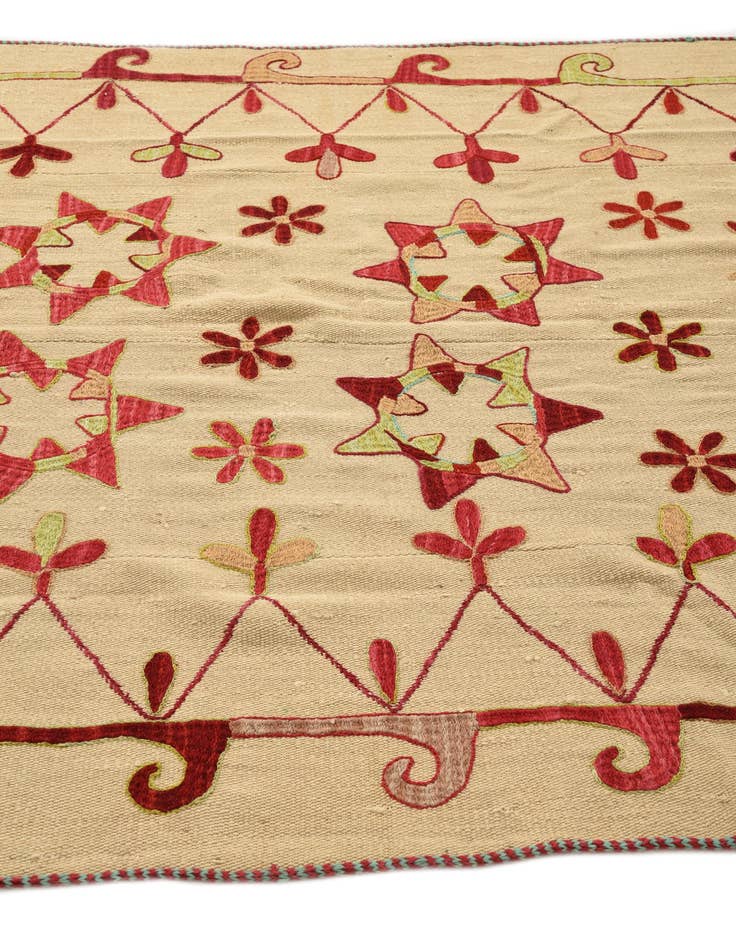 Detail image of  4' 9 x 7'  Hand Woven Kilim Modern Wool Rug