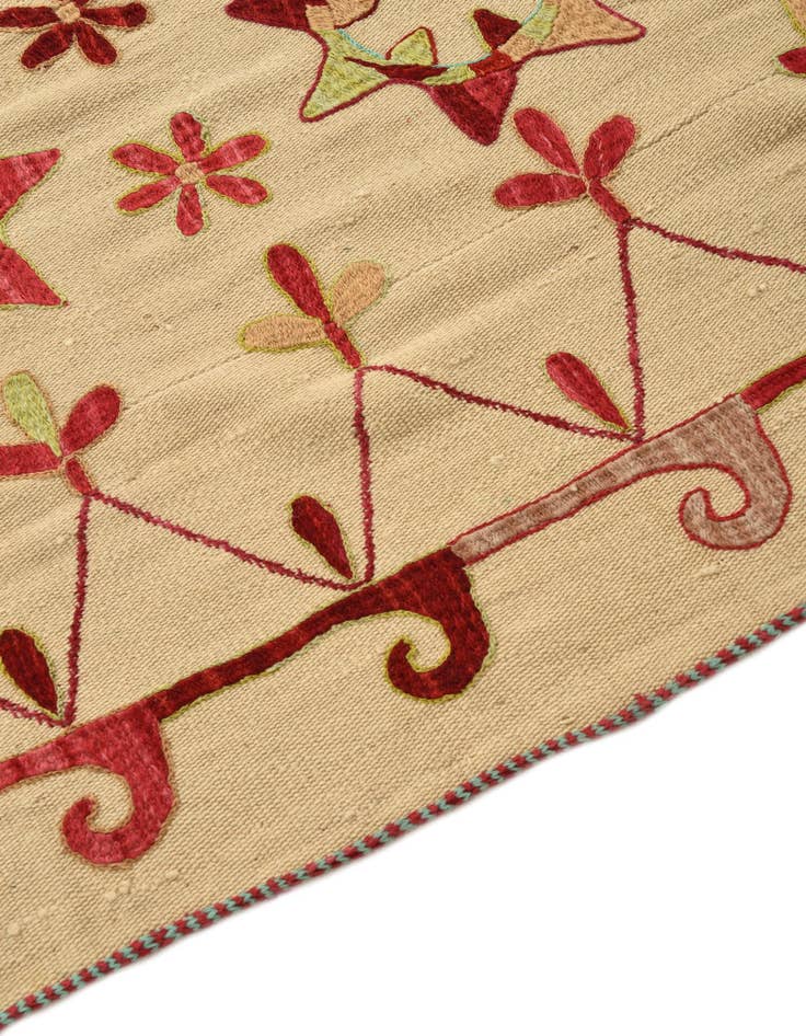 Detail image of  4' 9 x 7'  Hand Woven Kilim Modern Wool Rug