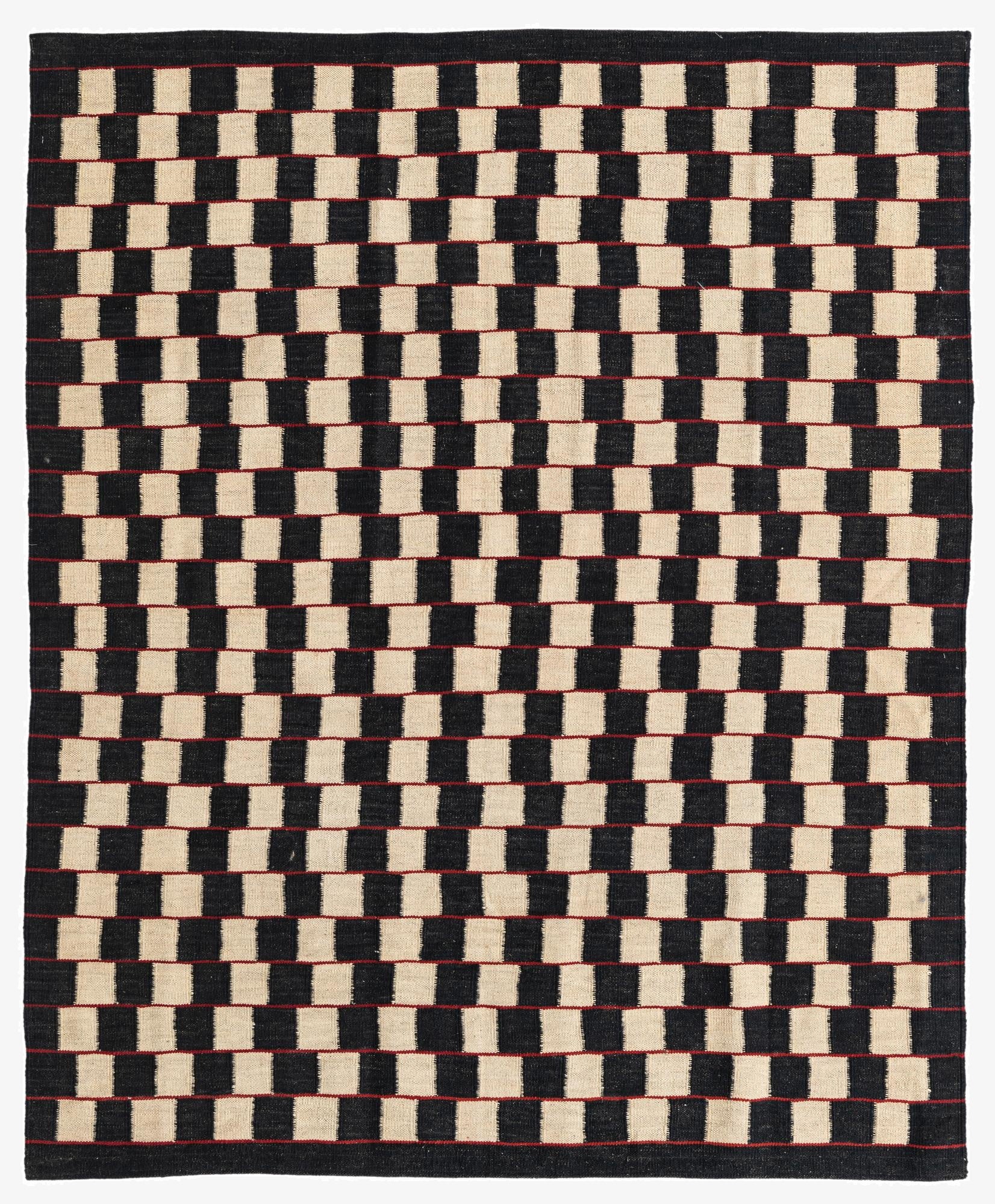  5' 1 x 6' 2  Hand Woven Kilim Modern Wool Rug