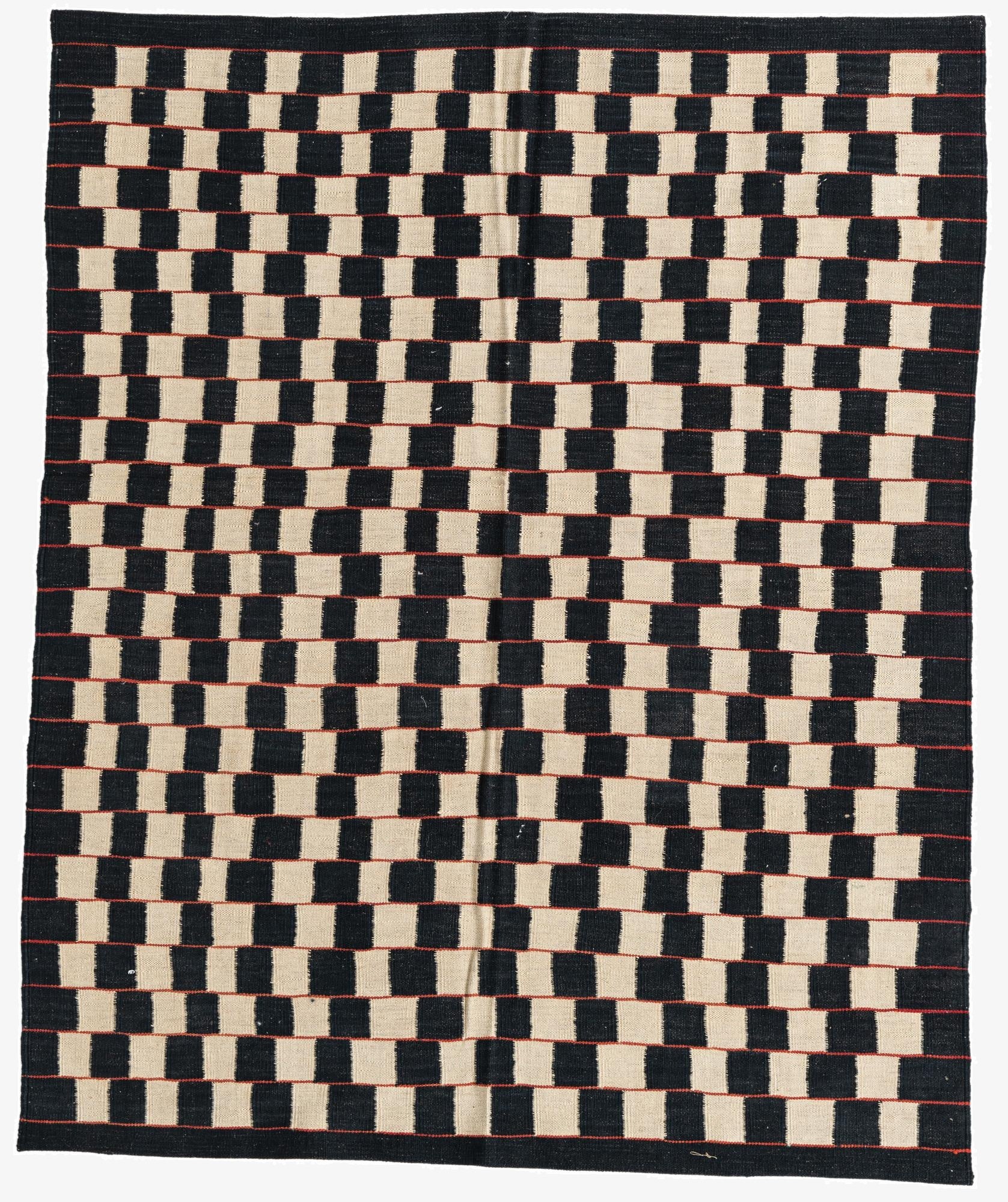  5' 1 x 6' 3  Hand Woven Kilim Modern Wool Rug
