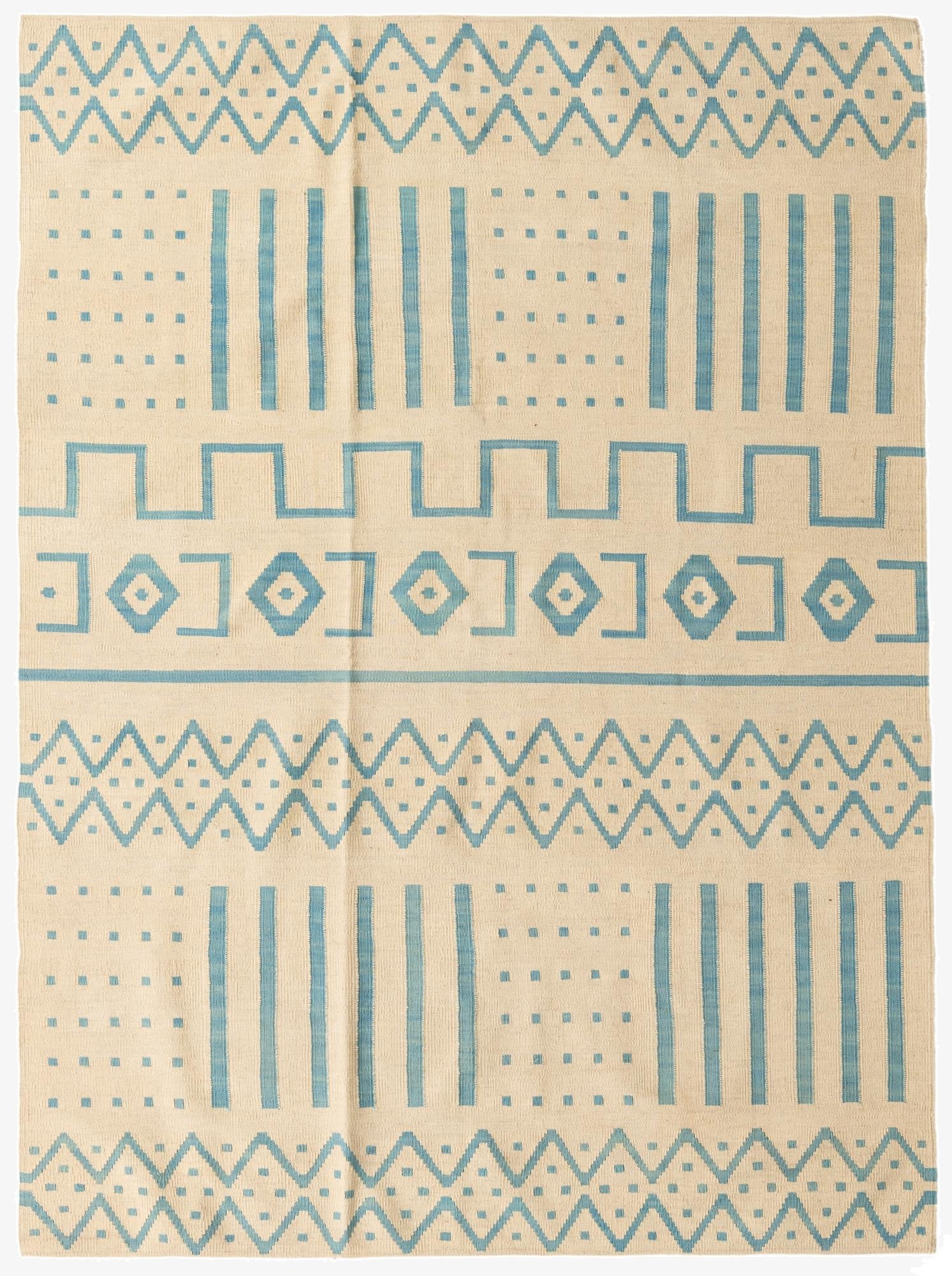  5' 9 x 7' 10  Hand Woven Kilim Modern Wool Rug