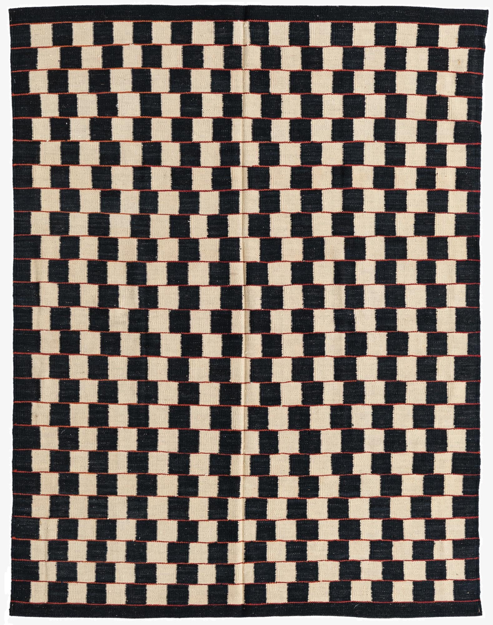  4' 10 x 6' 4  Hand Woven Kilim Modern Wool Rug