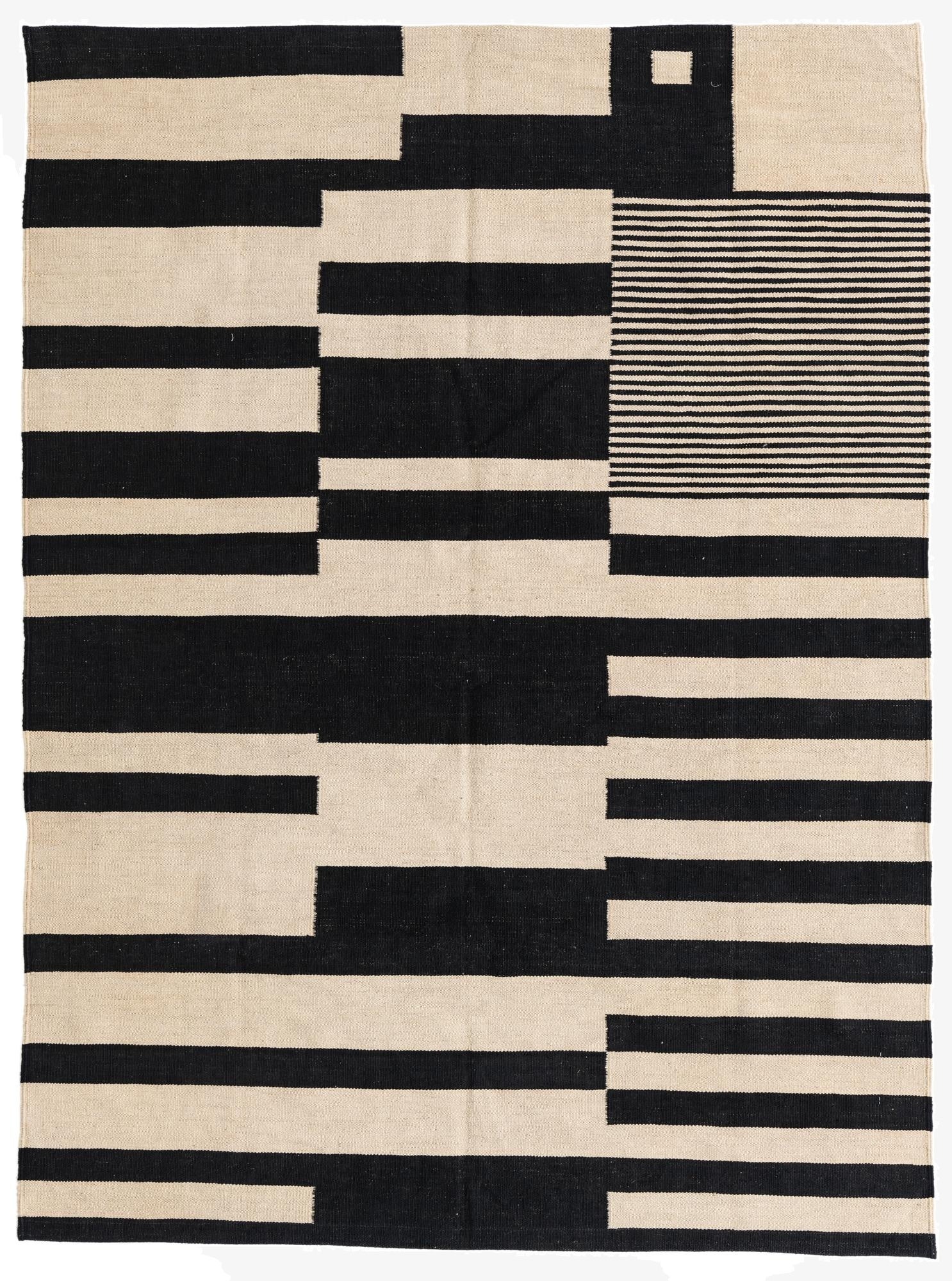  5' 1 x 6' 10  Hand Woven Kilim Modern Wool Rug