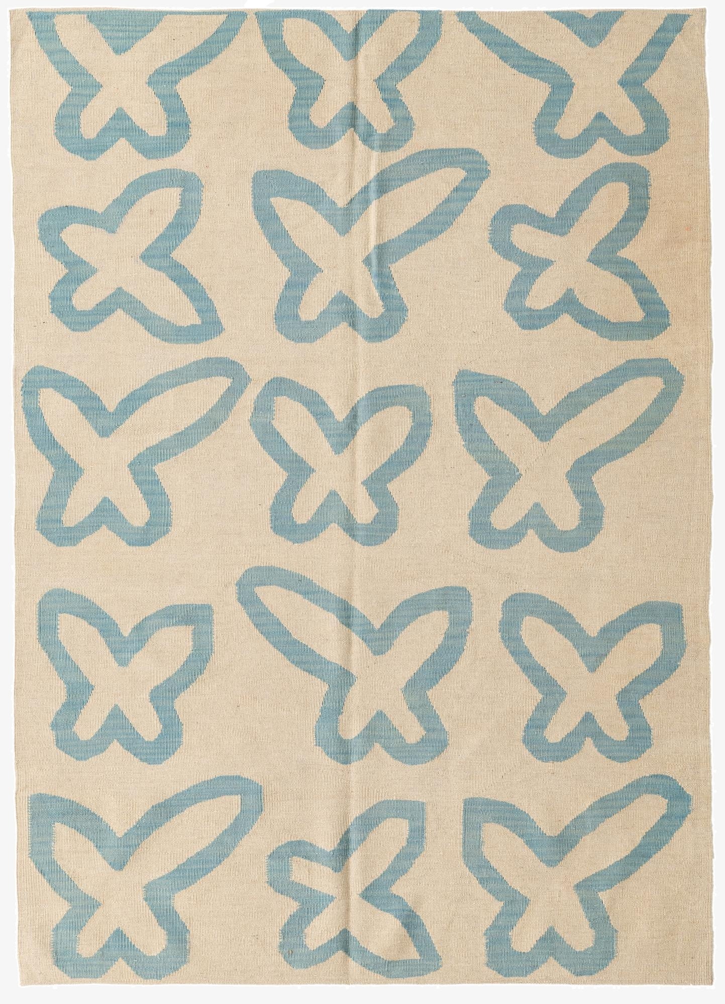  4' 10 x 6' 8  Hand Woven Kilim Modern Wool Rug