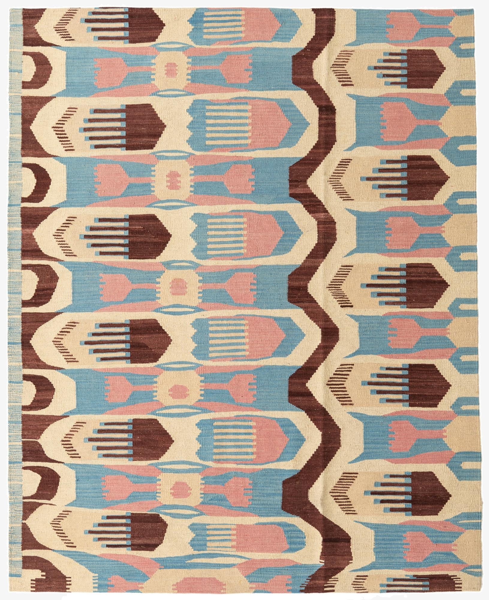  5' 4 x 6' 7  Hand Woven Kilim Modern Wool Rug