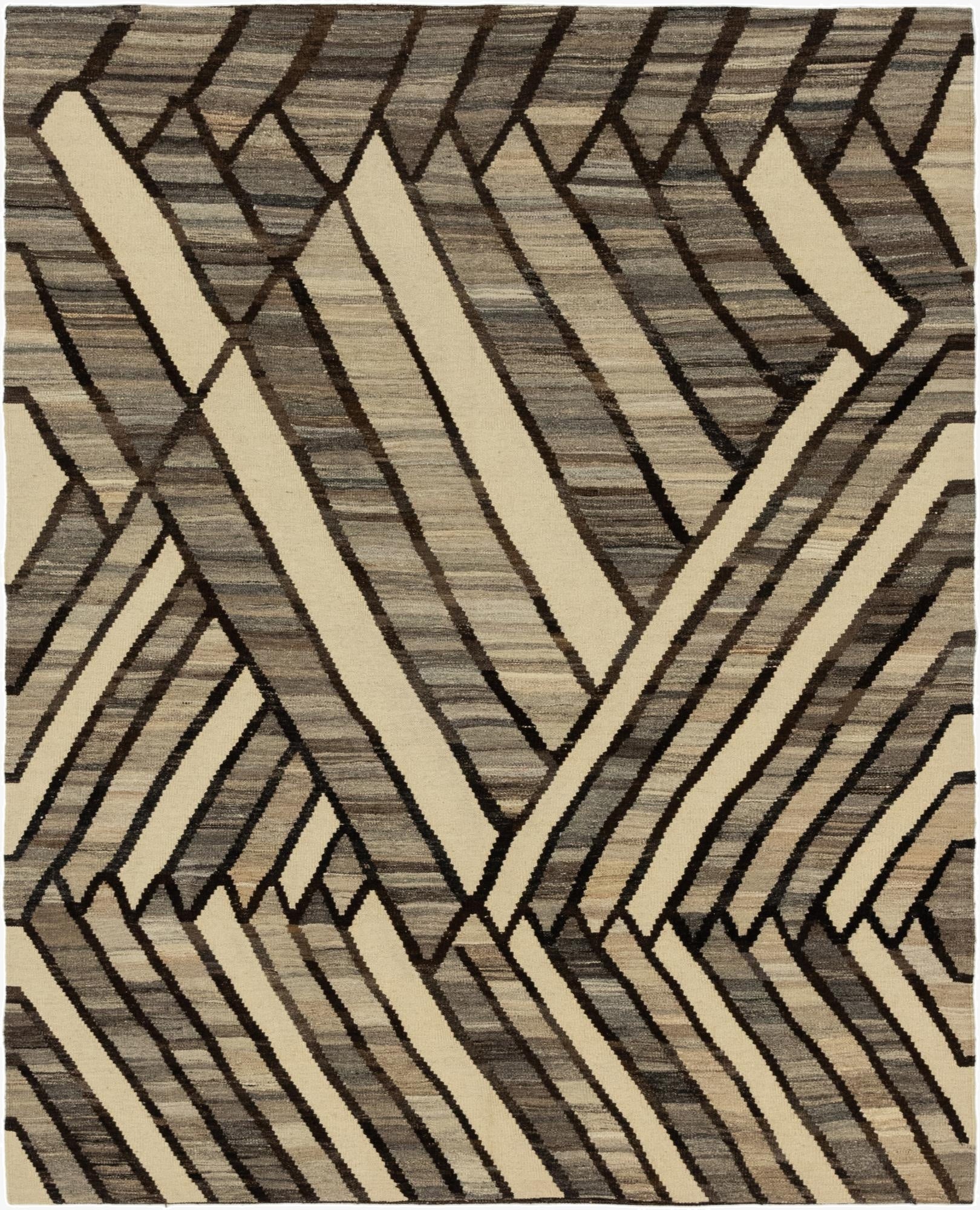  6' x 7' 7  Hand Woven Kilim Modern Wool Rug