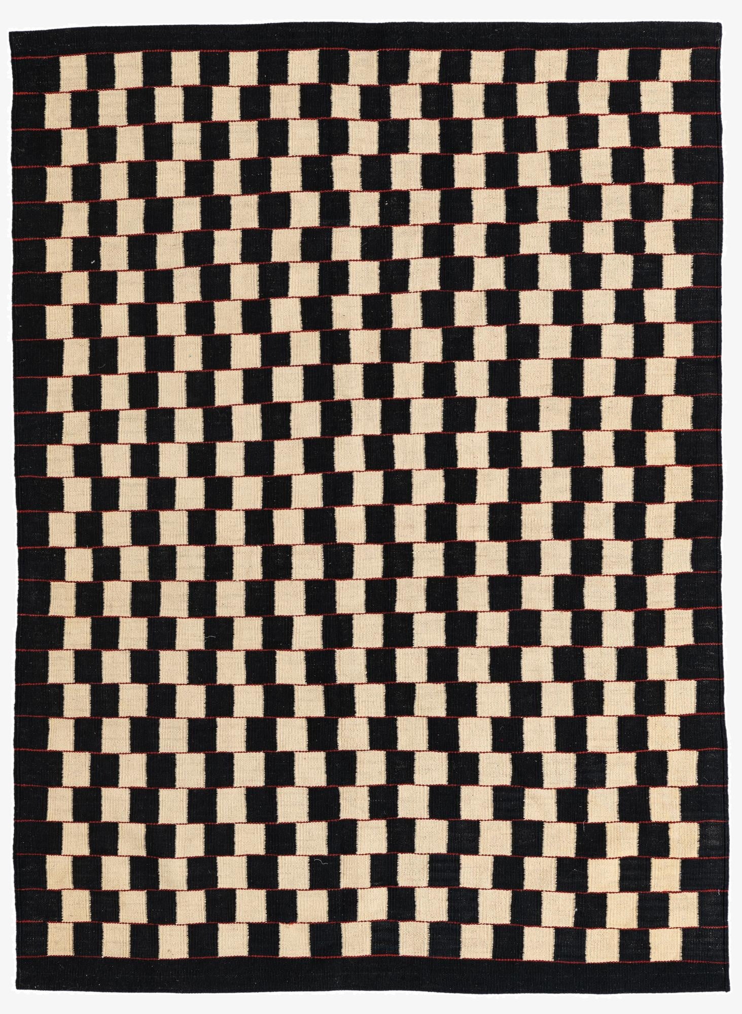  4' 9 x 6' 7  Hand Woven Kilim Modern Wool Rug