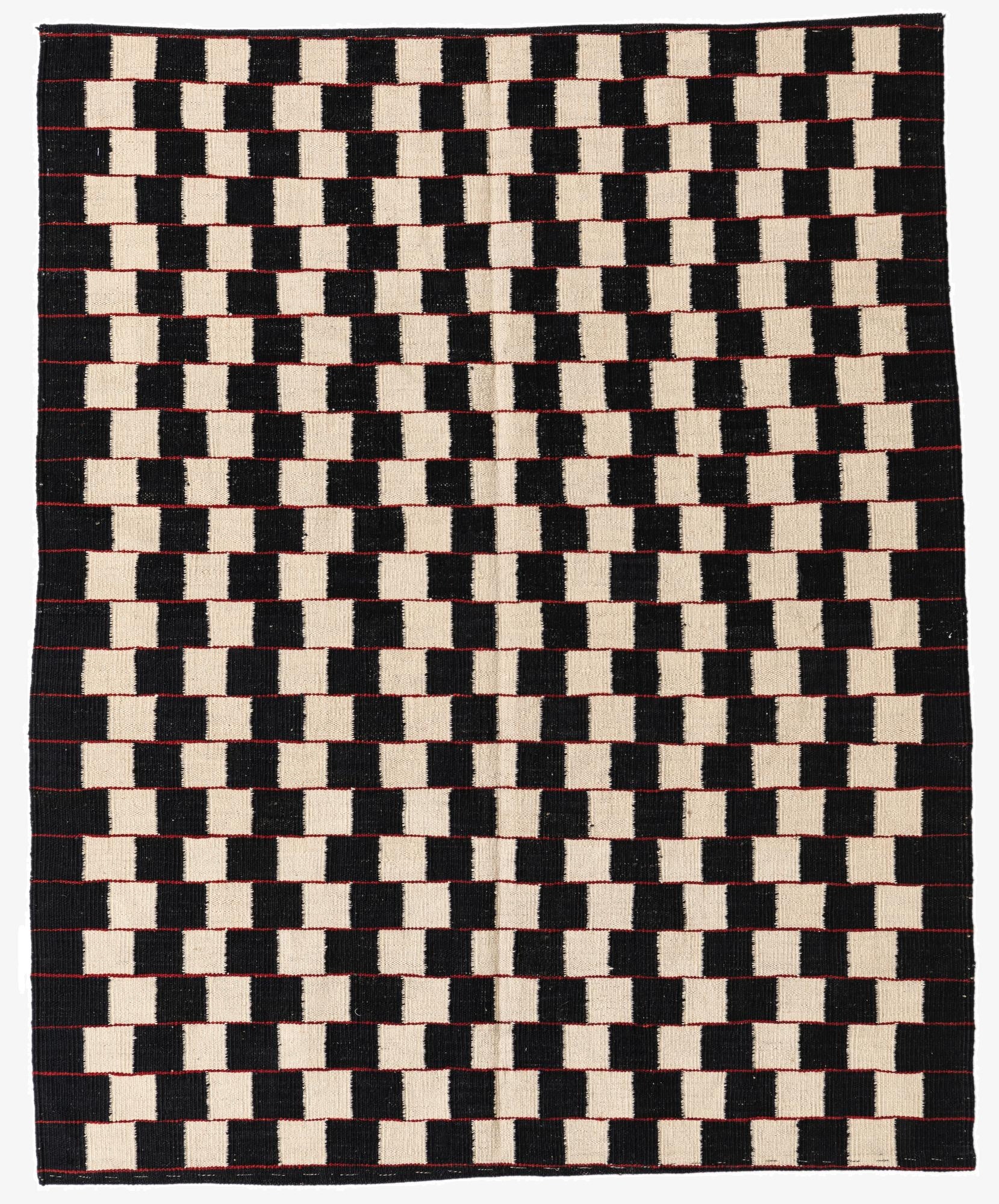  4' 7 x 5' 8  Hand Woven Kilim Modern Wool Rug