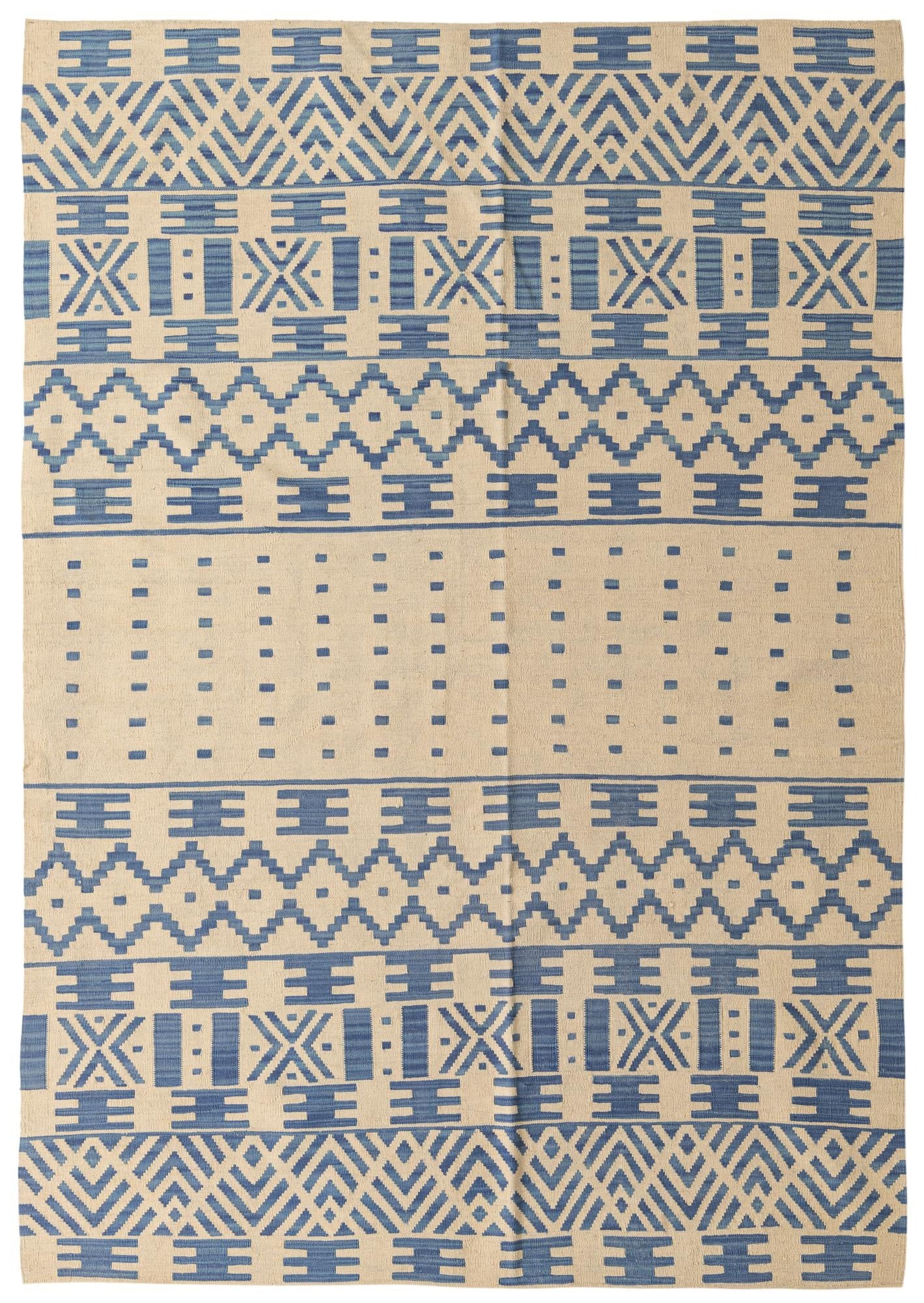  6' 8 x 9' 9  Hand Woven Kilim Modern Wool Rug