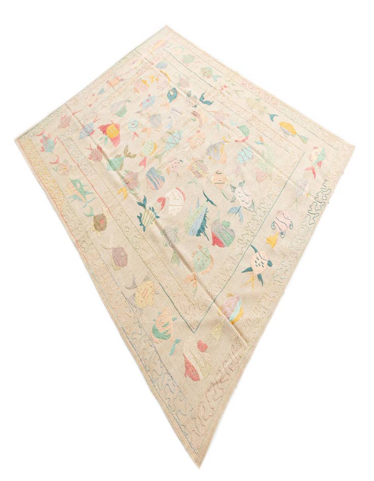 Detail image of  5' 9 x 7' 3  Hand Woven Kilim Suzani Wool Rug