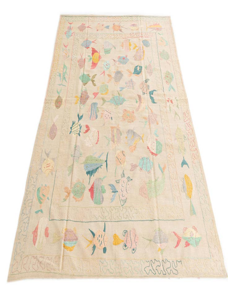 Detail image of  5' 9 x 7' 3  Hand Woven Kilim Suzani Wool Rug