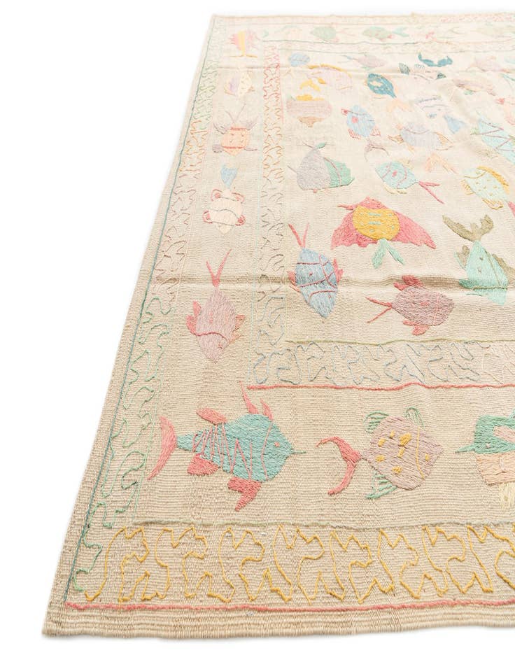 Detail image of  5' 9 x 7' 3  Hand Woven Kilim Suzani Wool Rug