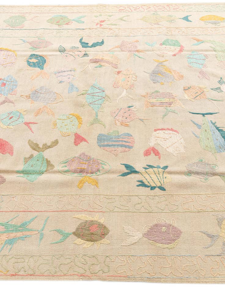 Detail image of  5' 9 x 7' 3  Hand Woven Kilim Suzani Wool Rug