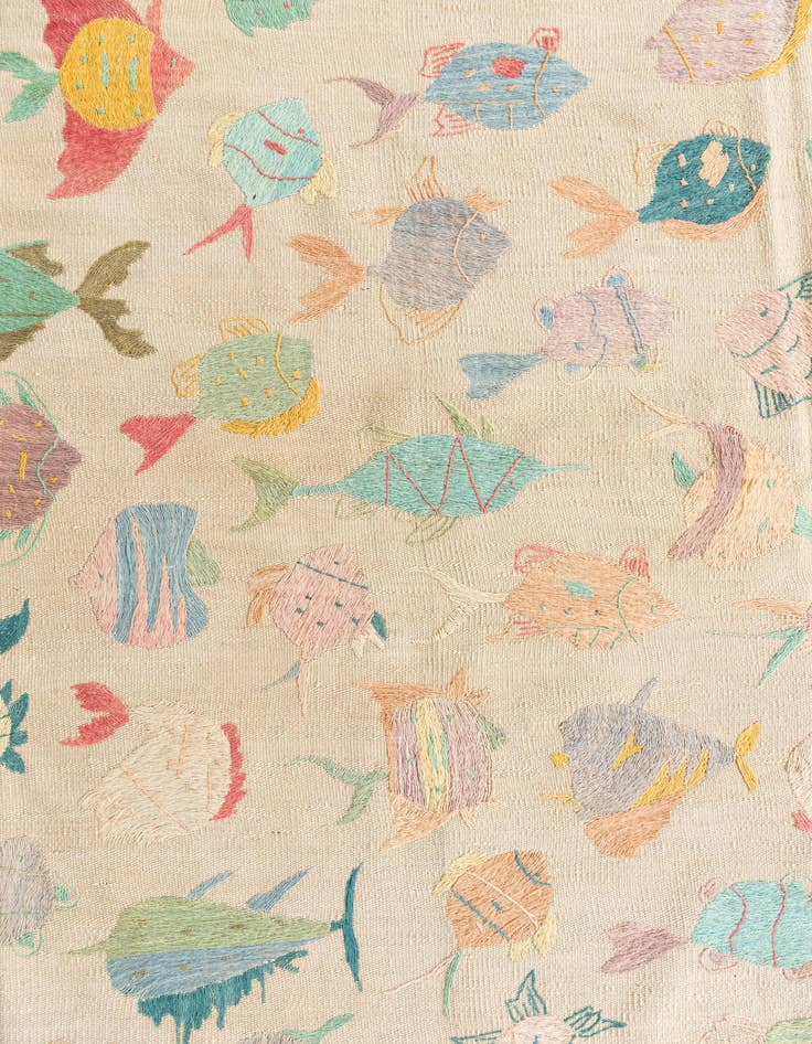 Detail image of  5' 9 x 7' 3  Hand Woven Kilim Suzani Wool Rug