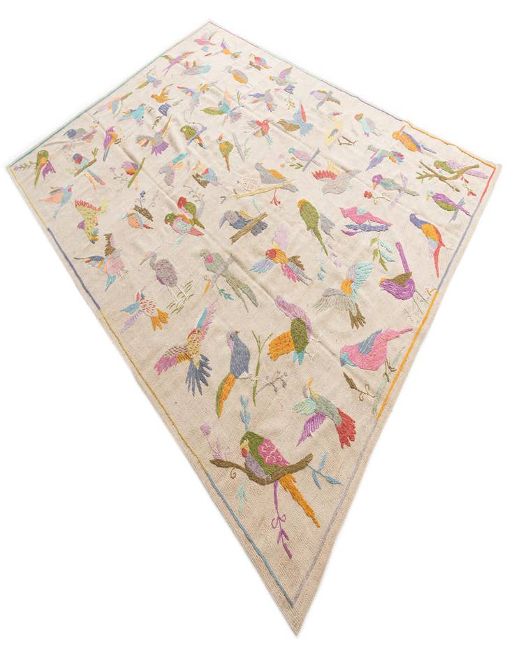 Detail image of  6' 9 x 9' 3  Hand Woven Kilim Suzani Wool Rug