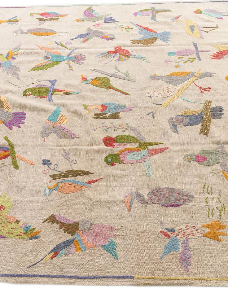 Detail image of  6' 9 x 9' 3  Hand Woven Kilim Suzani Wool Rug