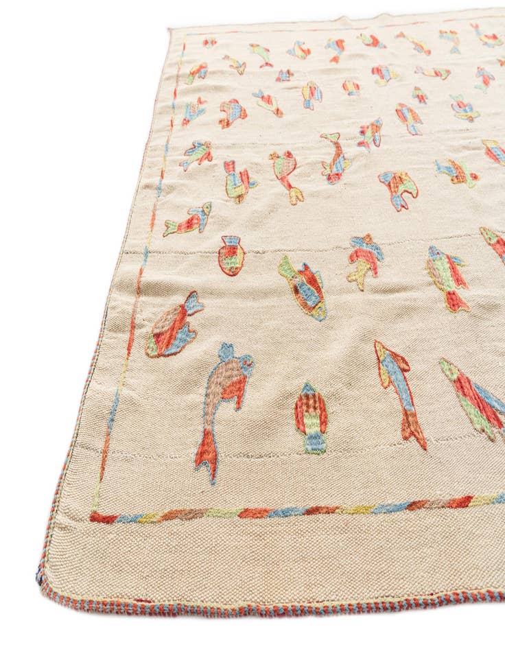 Detail image of  5' x 6' 5  Hand Woven Kilim Suzani Wool Rug