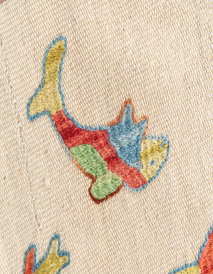 Detail image of  5' x 6' 5  Hand Woven Kilim Suzani Wool Rug