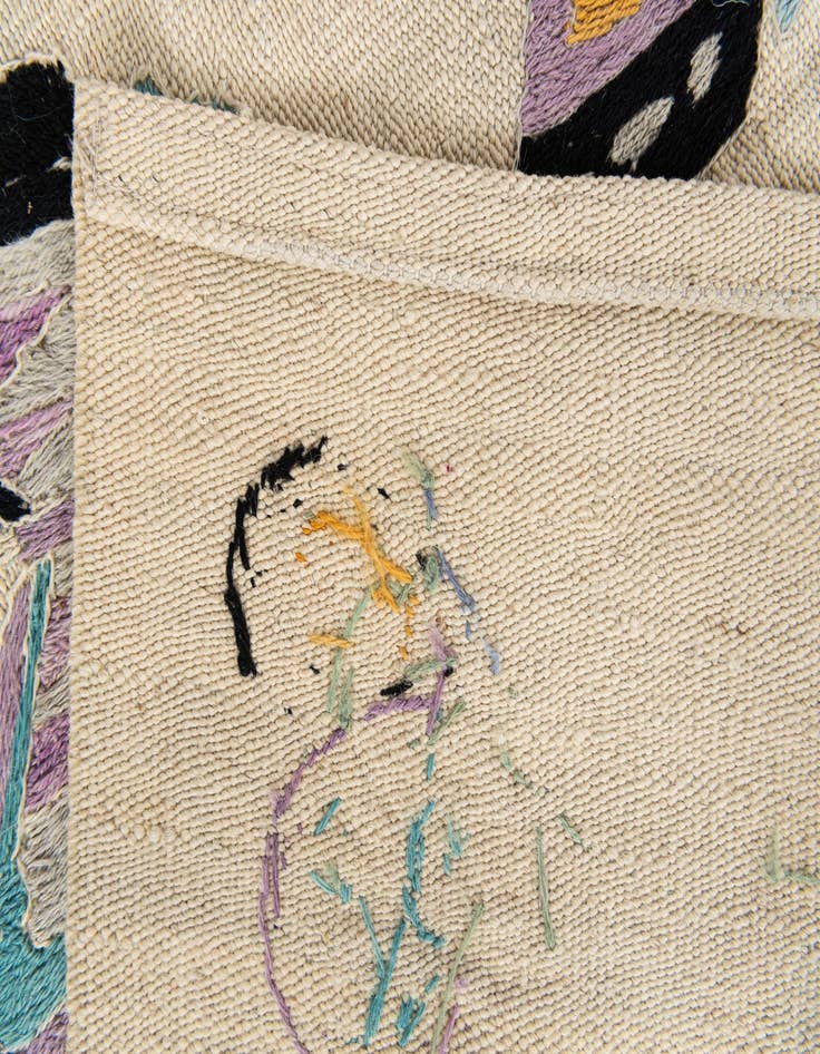 Detail image of  5' 9 x 7' 9  Hand Woven Kilim Suzani Wool Rug