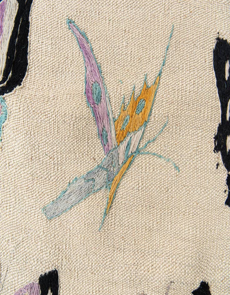 Detail image of  5' 9 x 7' 9  Hand Woven Kilim Suzani Wool Rug