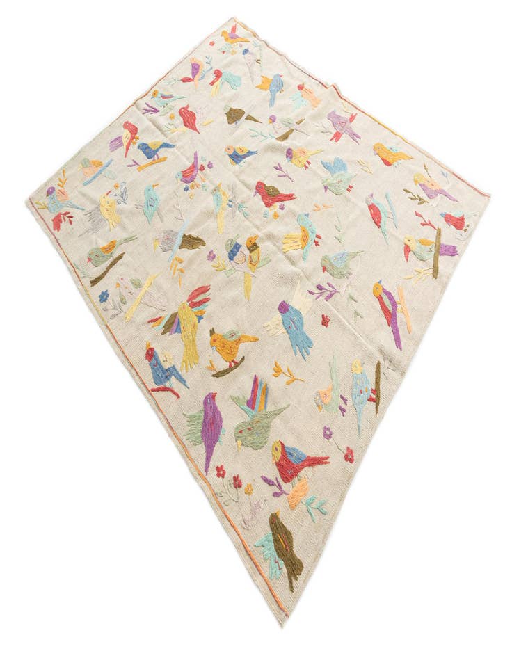 Detail image of  5' 1 x 6'  Hand Woven Kilim Suzani Wool Rug