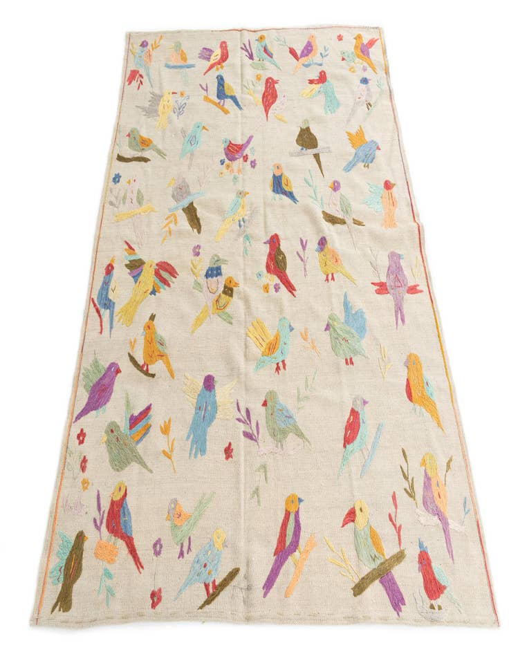 Detail image of  5' 1 x 6'  Hand Woven Kilim Suzani Wool Rug