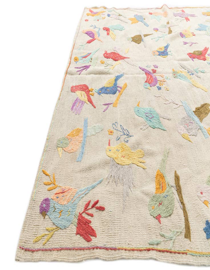 Detail image of  5' 1 x 6'  Hand Woven Kilim Suzani Wool Rug