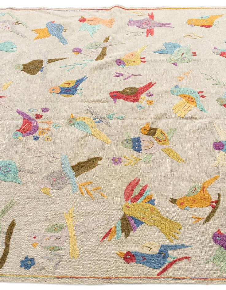 Detail image of  5' 1 x 6'  Hand Woven Kilim Suzani Wool Rug