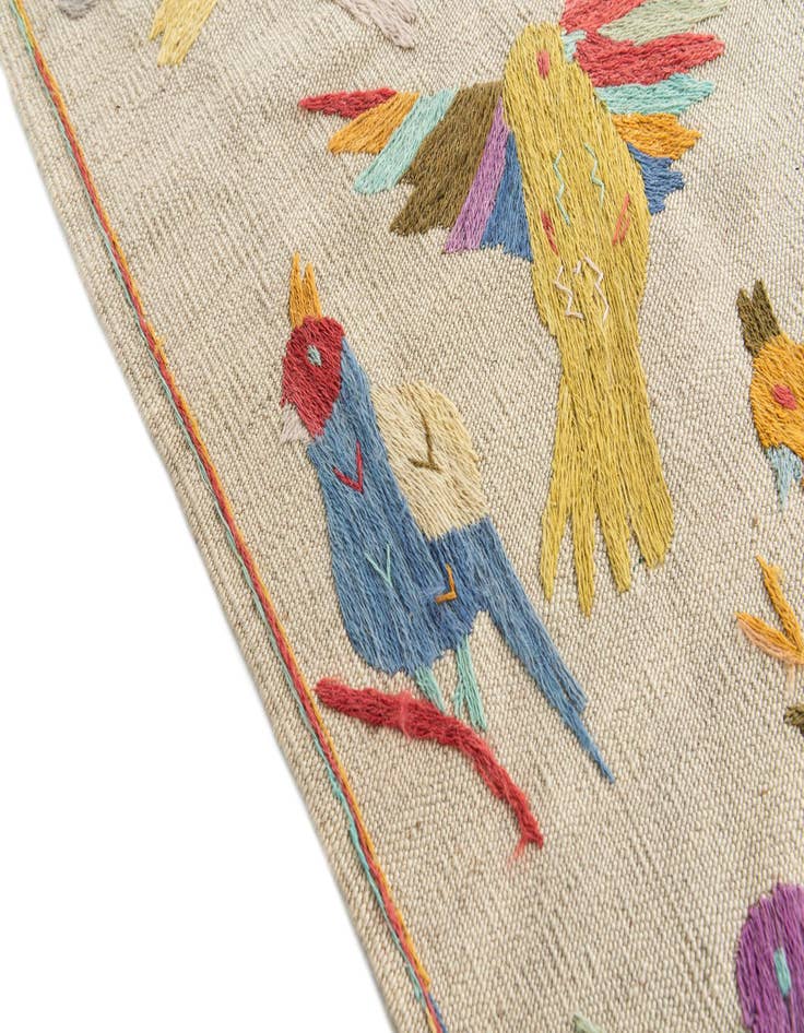 Detail image of  5' 1 x 6'  Hand Woven Kilim Suzani Wool Rug