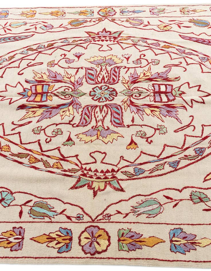 Detail image of  6' x 8'  Hand Woven Kilim Suzani Wool Rug