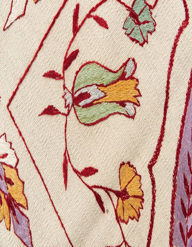 Detail image of  6' x 8'  Hand Woven Kilim Suzani Wool Rug