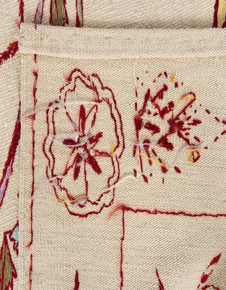 Detail image of  6' x 8'  Hand Woven Kilim Suzani Wool Rug