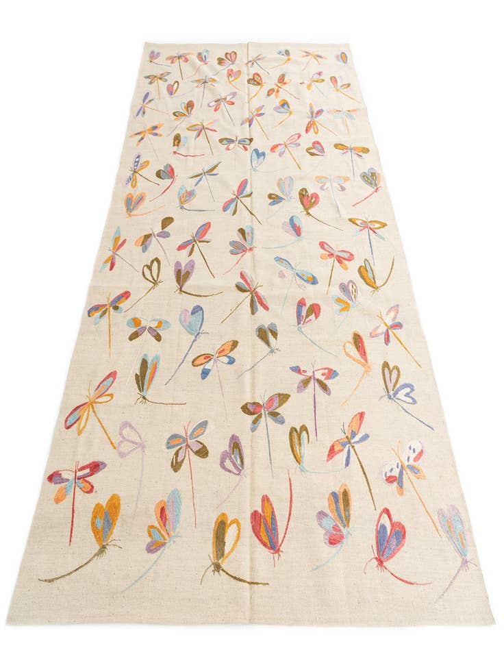 Detail image of  6' 7 x 9' 4  Hand Woven Kilim Suzani Wool Rug