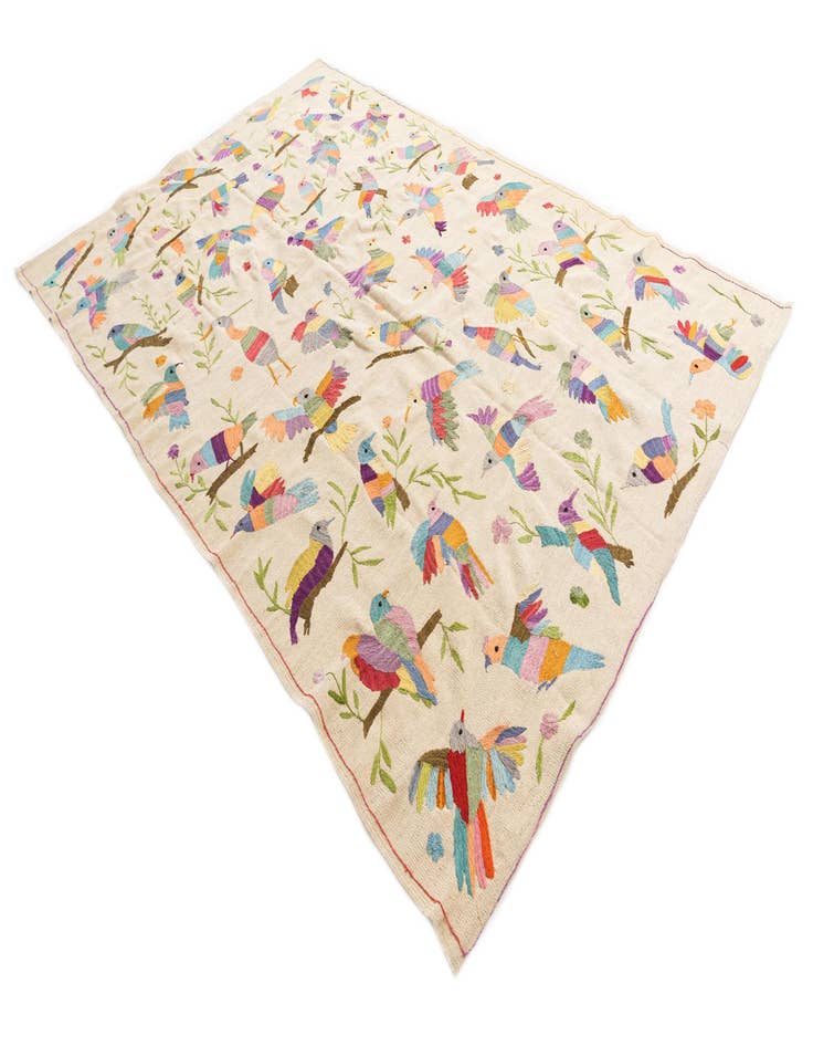 Detail image of  6' 3 x 9' 3  Hand Woven Kilim Suzani Wool Rug