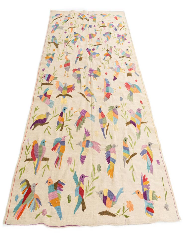 Detail image of  6' 3 x 9' 3  Hand Woven Kilim Suzani Wool Rug