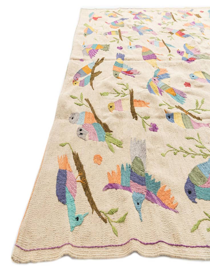 Detail image of  6' 3 x 9' 3  Hand Woven Kilim Suzani Wool Rug