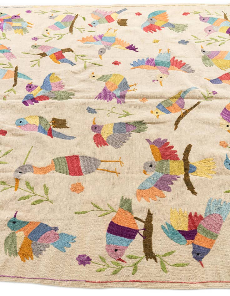 Detail image of  6' 3 x 9' 3  Hand Woven Kilim Suzani Wool Rug