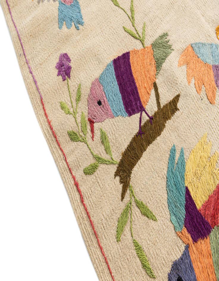 Detail image of  6' 3 x 9' 3  Hand Woven Kilim Suzani Wool Rug