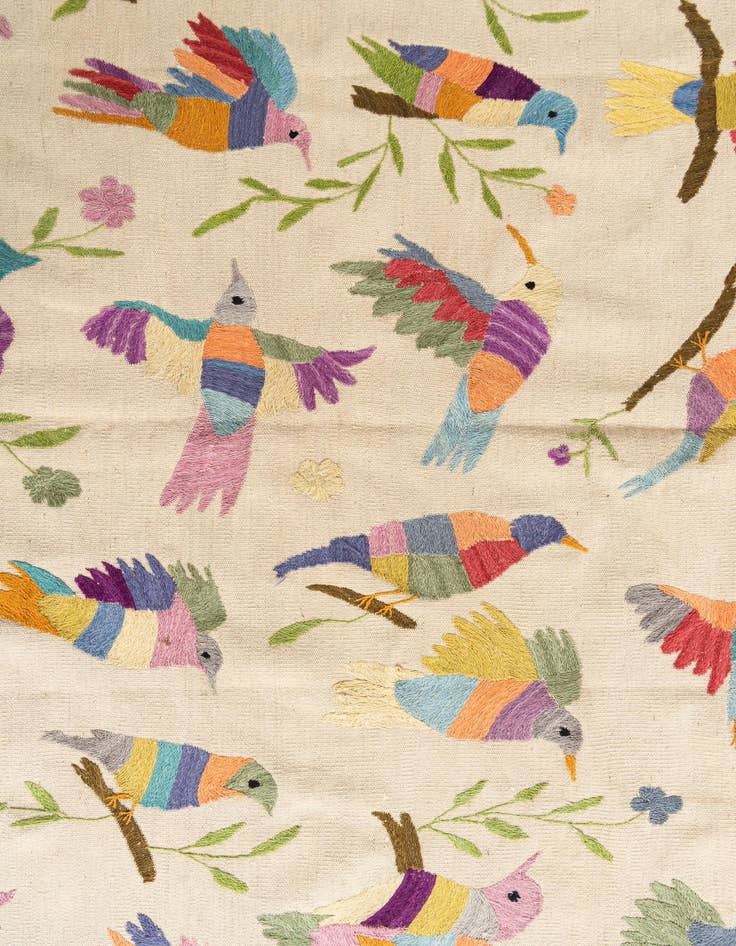 Detail image of  6' 3 x 9' 3  Hand Woven Kilim Suzani Wool Rug